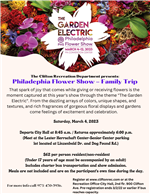 Flyer for a trip to the Philadelphia Flower Show on March 4.